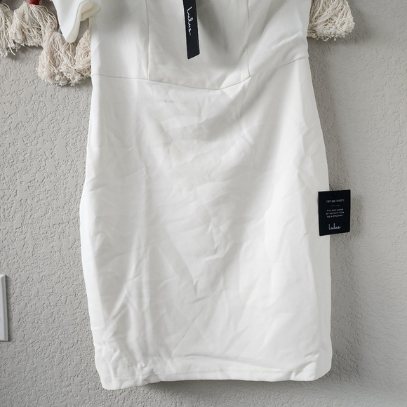 Lulus Stay Gorgeous White One Shoulder Puff Sleeve Mini Dress Elegant Formal M - Picture 7 of 12
